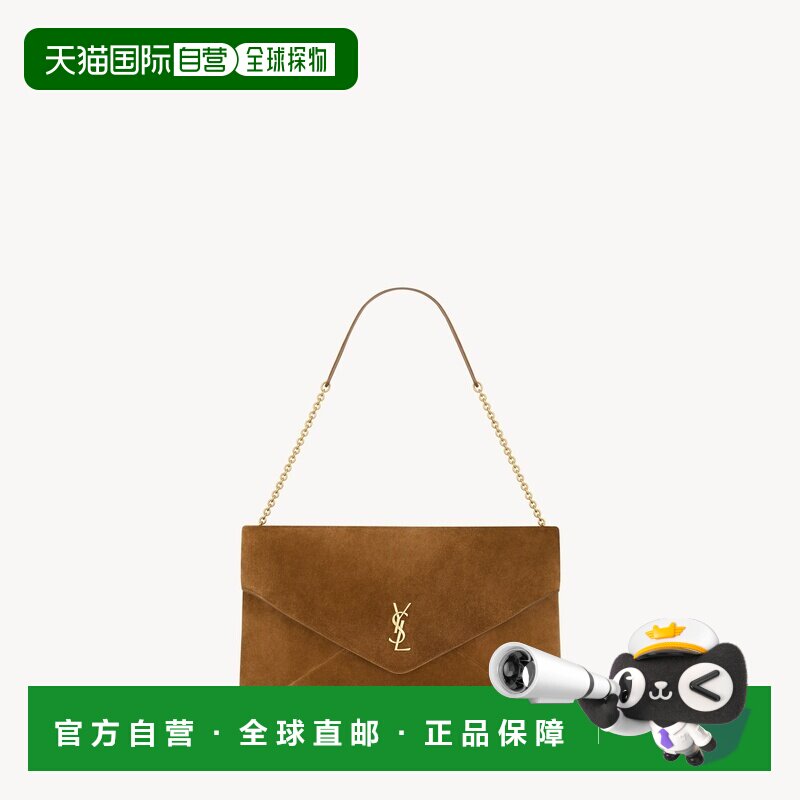 自营欧洲直邮YSL圣罗兰 Cassandre女士焦糖棕色绒面革链条手拿包图片
