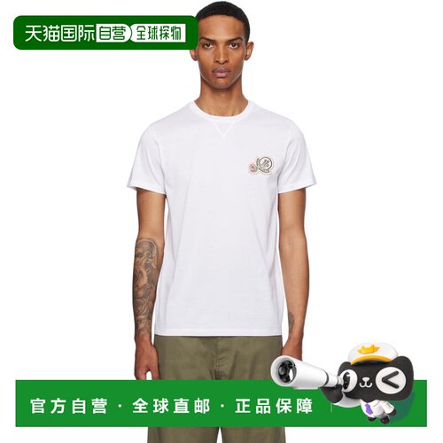 1h可退 香港直邮Moncler 盟可睐 男士 白色 Double Logo Patch Co