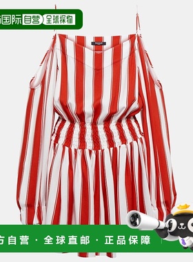 香港直邮Balmain 巴尔曼 女士 条纹露肩迷你连衣裙 000734