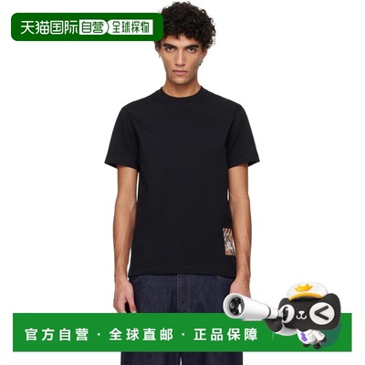 香港直邮Burberry 巴宝莉 男士 黑色 Check Label Cotton T 恤 81