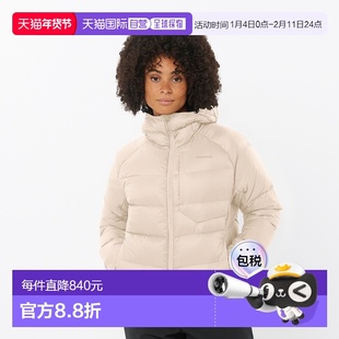 自营欧洲直邮SALOMON 米色合成材料女士连帽羽绒服
