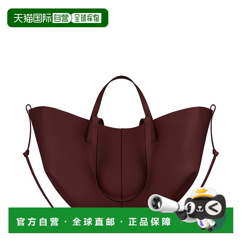 自营欧洲直邮POLENE Cyme女士黑樱桃色小牛皮手提包托特包单肩包