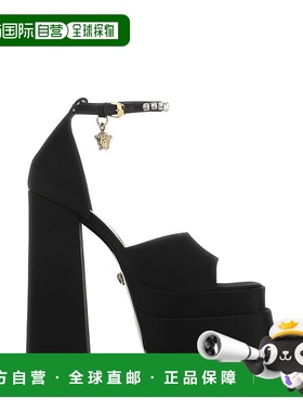 香港直邮Versace 范思哲 女士 Medusa Aevitas 黑色绸缎凉鞋 1007