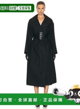 1h可退 香港直邮Alaia 女士 束带风衣 AA9M03044T007 black黑色