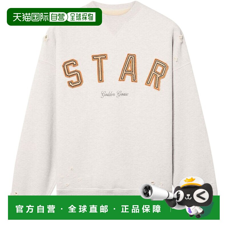 欧洲直邮自营GOLDEN GOOSE黄金鹅 Star女士麻白色棉质刺绣徽标大