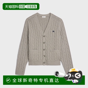 長(zhǎng)袖 歐洲直郵CELINE賽琳凱旋羊絨絞花開(kāi)衫 流行針織