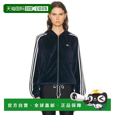 1h可退 香港直邮adidas 阿迪达斯 女士 天鹅绒拉链夹克 KG3624