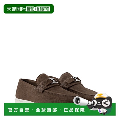 自营欧洲直邮LV路易威登 Estate男士棕色皮革logo标识乐福鞋