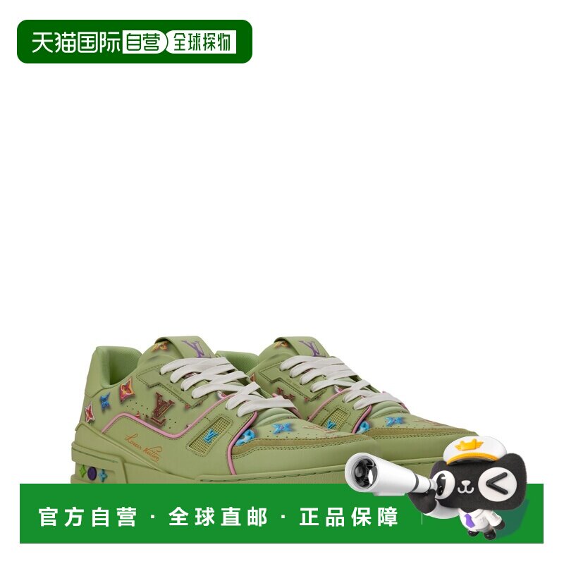 自营欧洲直邮LV路易威登 Trainer男士绿色混合材质运动鞋