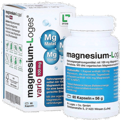 欧洲直邮德国药房loges镁100mg腿抽筋高吸收苹果酸镁胶囊60粒礼物