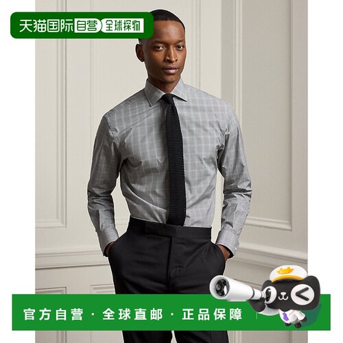 自营欧洲直邮Ralph Lauren拉夫劳伦 男士灰色棉质威尔士亲王格纹