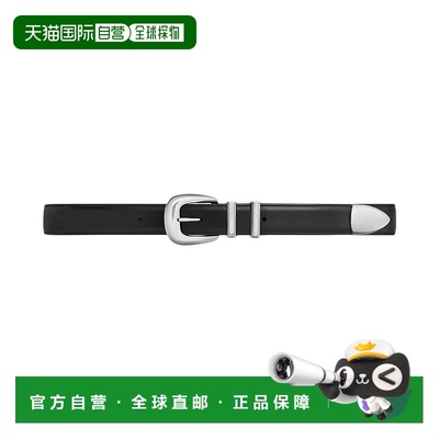 欧洲直邮自营 CELINE/赛琳23新款 女黑色中号光滑牛皮革银扣腰带2