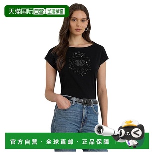 1h可退 香港直邮Lauren Ralph Lauren 女士 Sequined-Crest 棉质T
