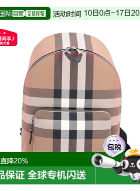 自营BURBERRY博柏利双肩背包经典纺织格纹装饰拉链配口袋春季新款