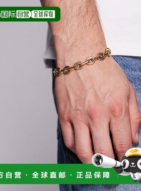 香港直邮ASOS 男士 设计防水不锈钢双链环链条锤痕色调手链(金色)