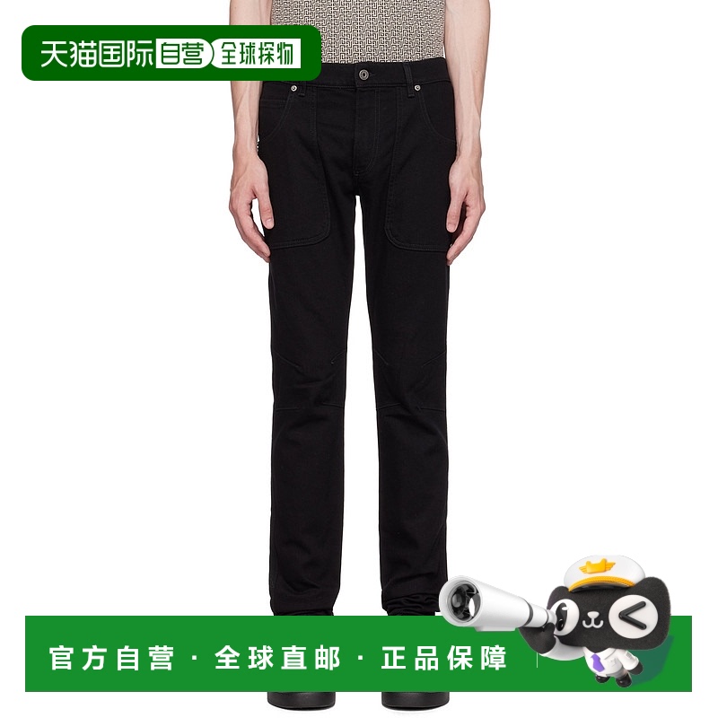 香港直邮Balmain 巴尔曼 男士 黑色 Slim-Fit 牛仔裤 BH1MG001DD7