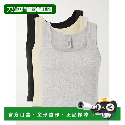 1h可退 香港直邮SKIMS 女士 Bone, Heather Soot 棉质罗纹浅灰色(