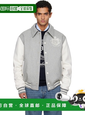 香港直邮Balmain 巴尔曼 男士 灰色 Bicolor Wool 棒球夹克 FH0TF