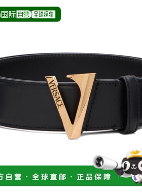香港直邮versace 范思哲 男士 黑色 V Leather 腰带 1020450DVTP1