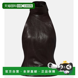 香港直邮magda brown棕色 butrym 挂脖皮革上衣 舒适 女士 1h可退