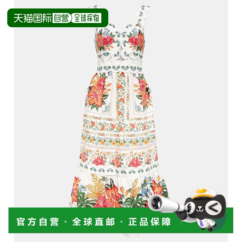 1h可退 香港直邮FARM RIO 女士 花朵齿纹棉质中长连衣裙
