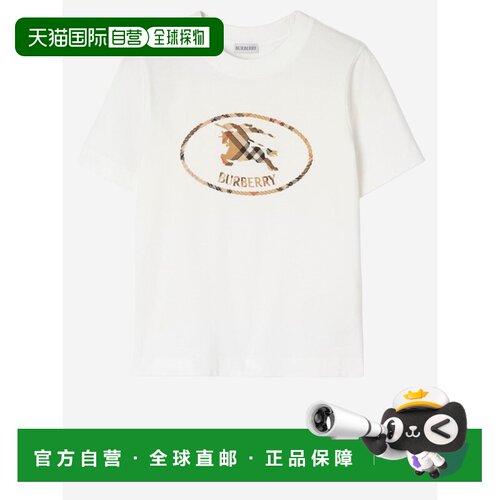 1h可退 香港直邮BURBERRY 女士T恤 8126358CHALK SS2026 白色