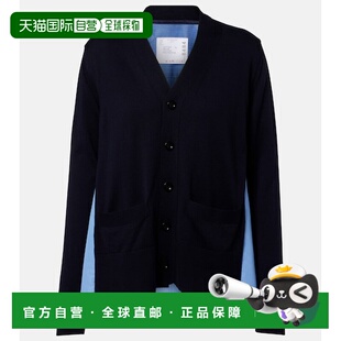 舒适时尚 香港直邮Sacai blue蓝色 条纹棉府绸针织开衫 女士