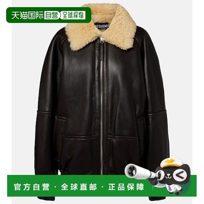 1h可退 香港直邮Jacquemus 女士 Bombardier 皮毛饰边皮革短夹克