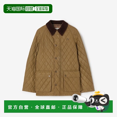 自营欧洲直邮Burberry博柏利 男士棕色/米色棉质绗缝涂层风衣夹克