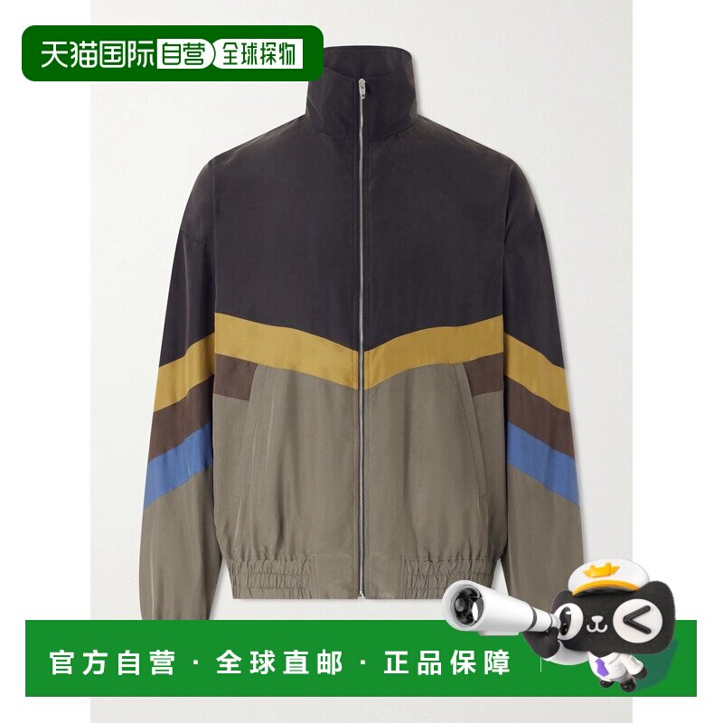 1h可退 香港直邮valentino 华伦天奴 男士 真丝条纹拉链夹克 9V3C