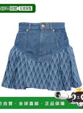 香港直邮Balmain 镭射格子牛仔短裤 CF0LA440DE33