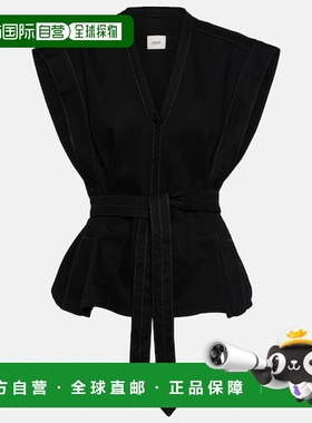 1h可退 香港直邮Lemaire 女士 Chasuble 束带牛仔上衣 black黑色