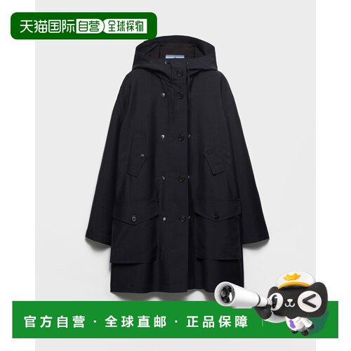 欧洲直邮小马海毛与Re-Nylon华达呢直筒大衣