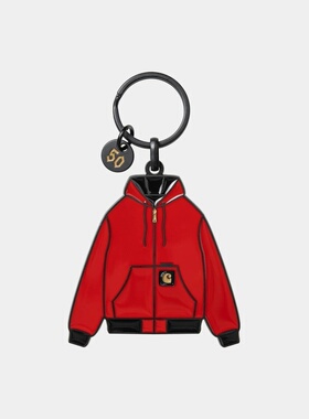 自营欧洲直邮Carhartt WIP Active红色锌合金夹克造型钥匙扣男女