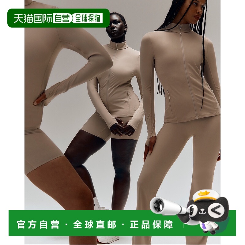 自营欧洲直邮ON昂跑 Studio系列女士沙漠色聚酯纤维拉链口袋外套