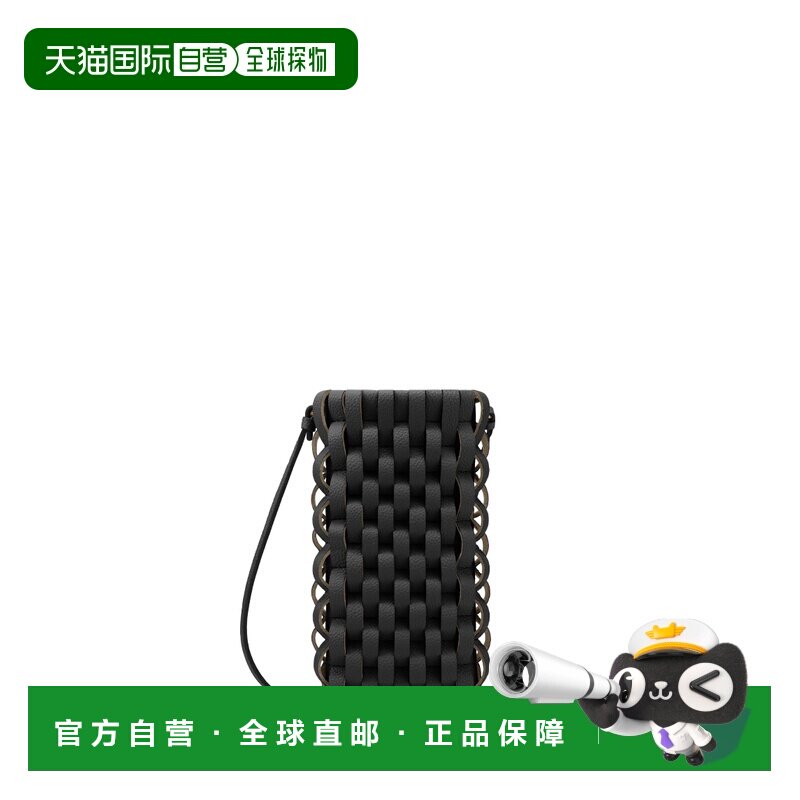 自营欧洲直邮Polene Onda黑色粒面小牛皮手机包男女同款斜挎包