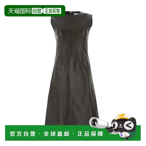 1h可退 Bottega Veneta 皮质无袖A字连衣裙 650990V05G0吊带