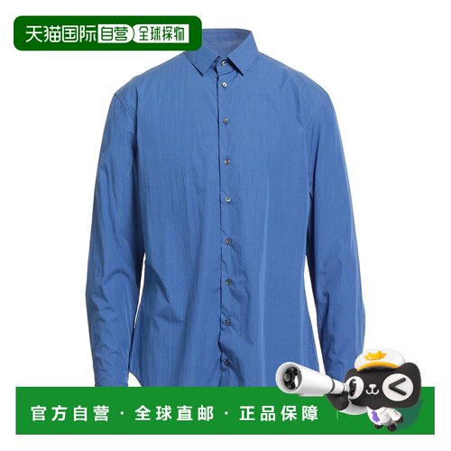 1h可退 香港直邮armani 阿玛尼 男士 花纹衬衫 blue蓝色 舒适时尚
