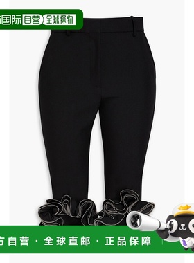 1h可退 香港直邮Coperni 女士 短款荷叶边绉纱细脚长裤 COPP87138