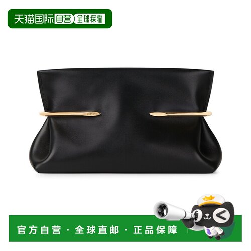 自营欧洲直邮GIVENCHY纪梵希 女士黑色皮革光滑饰面手拿包
