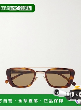 1h可退 香港直邮Saint Laurent 圣罗兰 女士 矩形框龟甲色醋纤镀