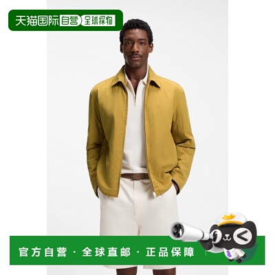 自营欧洲直邮HUGO BOSS雨果 男士芥末黄聚酯纤维防泼水常规夹克