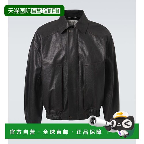 香港直邮Saint Laurent 圣罗兰 男士 皮革宽身束腰夹克