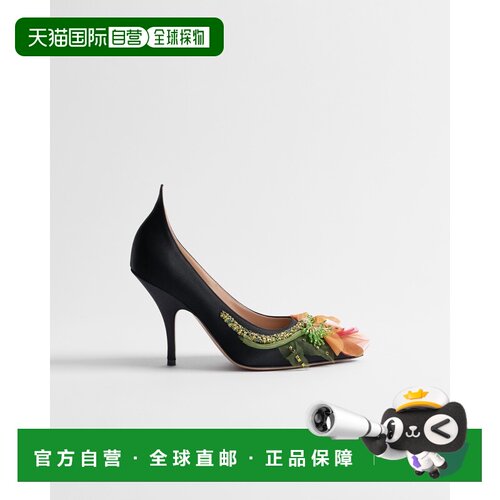 欧洲直邮自营Dior迪奥 女士黑色丝绸刺绣高跟鞋 【付后1h可退】
