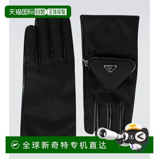 香港直邮Prada 男士 1h可退 普拉达 舒适 尼龙皮革手套 black黑色