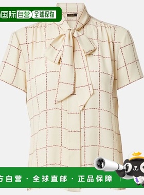 香港直邮Loro Piana 诺悠翩雅 女士 Febe 格纹真丝衬衫