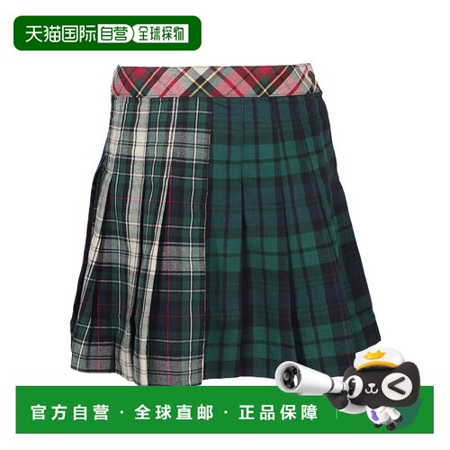 香港直邮Polo Ralph Lauren 格纹半身裙百褶裙A字裙 313880088