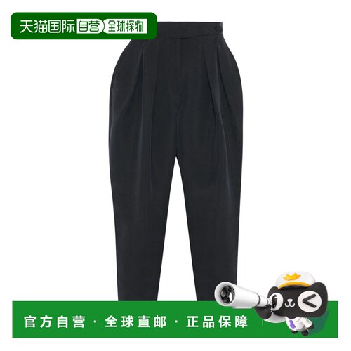 香港直邮THE ROW 女士休闲裤 8907W3952BLK SS2025 黑色 褶皱休闲