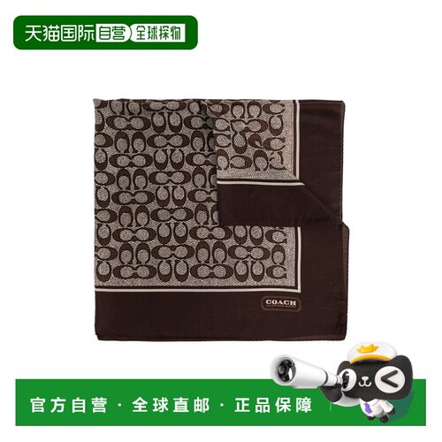 香港直邮COACH 女士围巾 29C27550MPL CO 棕色 Silk scarf with m