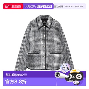 1h可退 香港直邮ANINE BING 女士 CAMDEN 黑色灰色格纹夹克 A0111